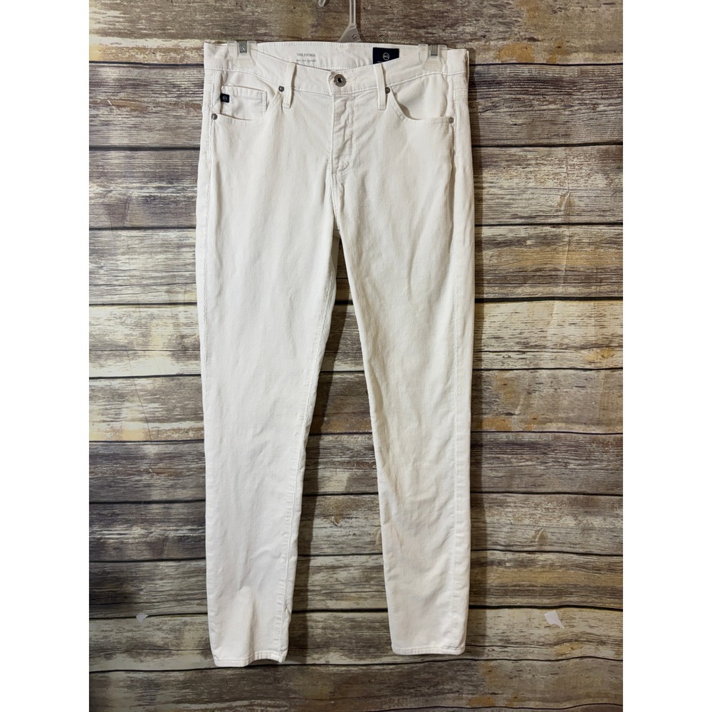 AG Jeans 27 The Prima Mid Rise Cigarette Corduroy Pants Off White Ivory PWW - Picture 2 of 5